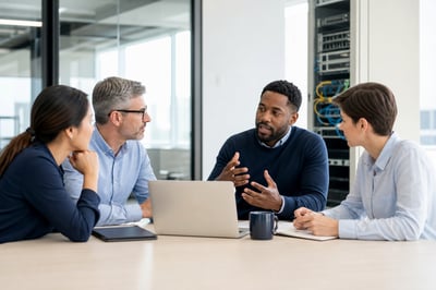 WorldTech technology team collaborating on a client solution